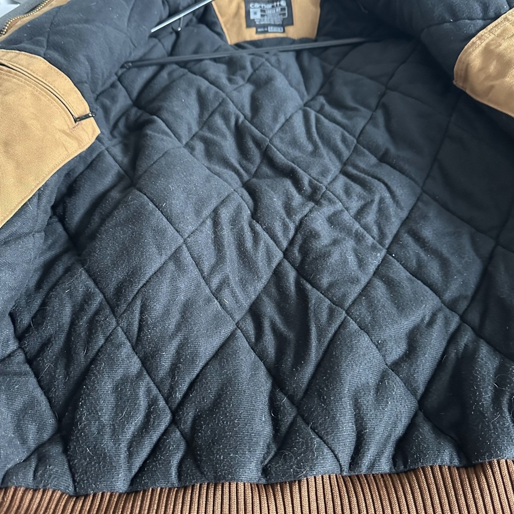Carhartt Mens Loose Fit Duck Active Jacket Brown OJ0140-M Made in USA Distressed - Picture 7 of 16
